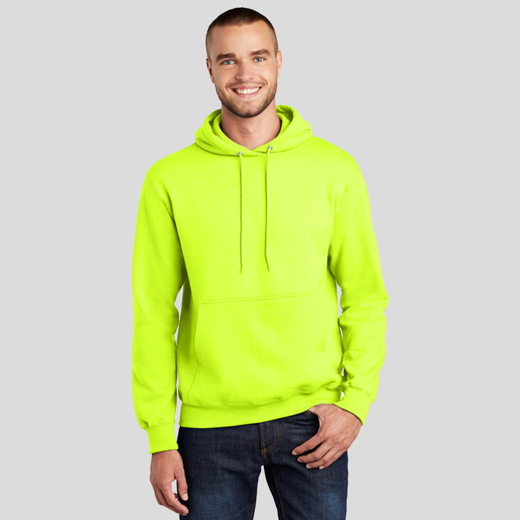 Tall Essential Fleece Pullover Hooded Sweatshirt | Safety Green