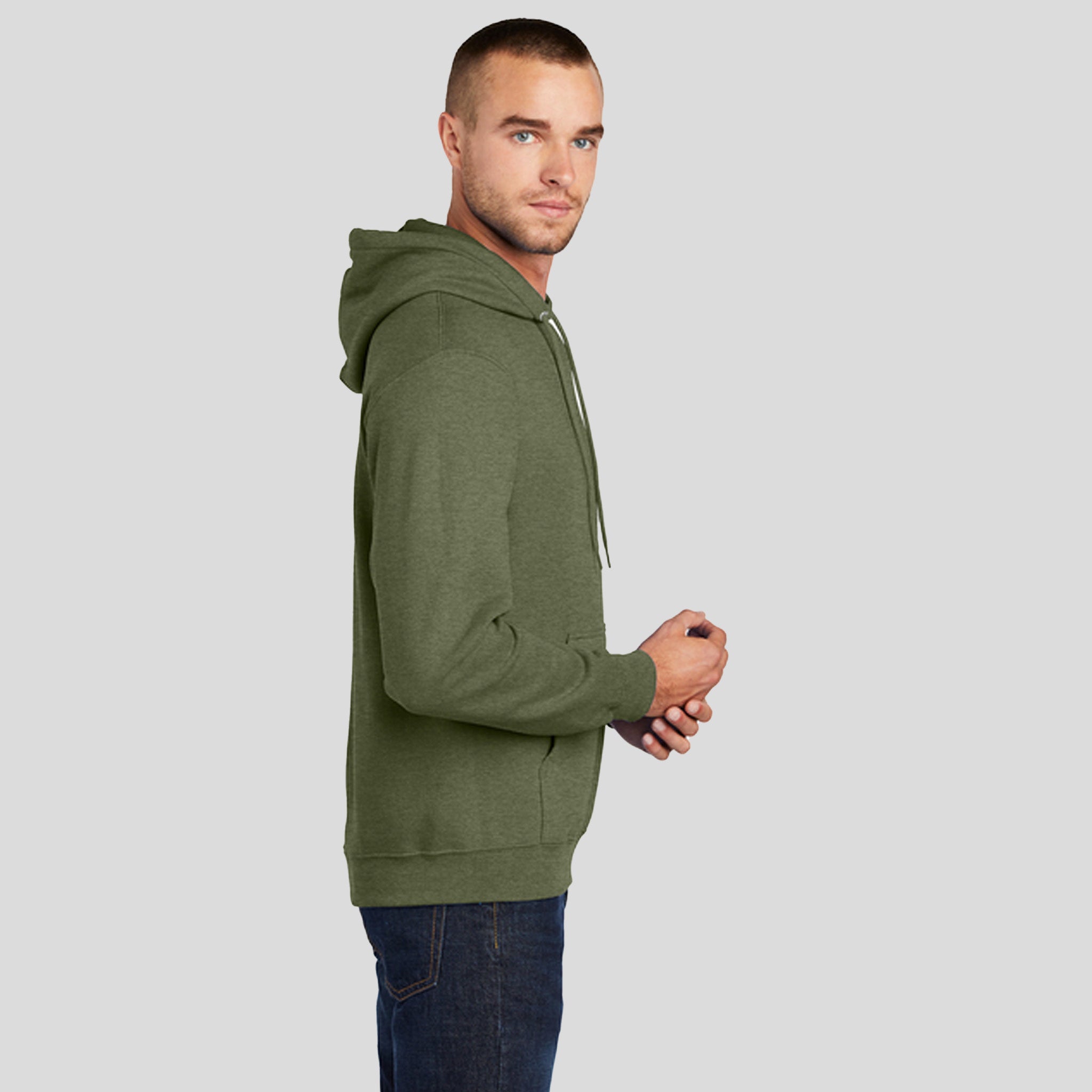Core Fleece Pullover Hooded Sweatshirt | Olive Drab Green Heather