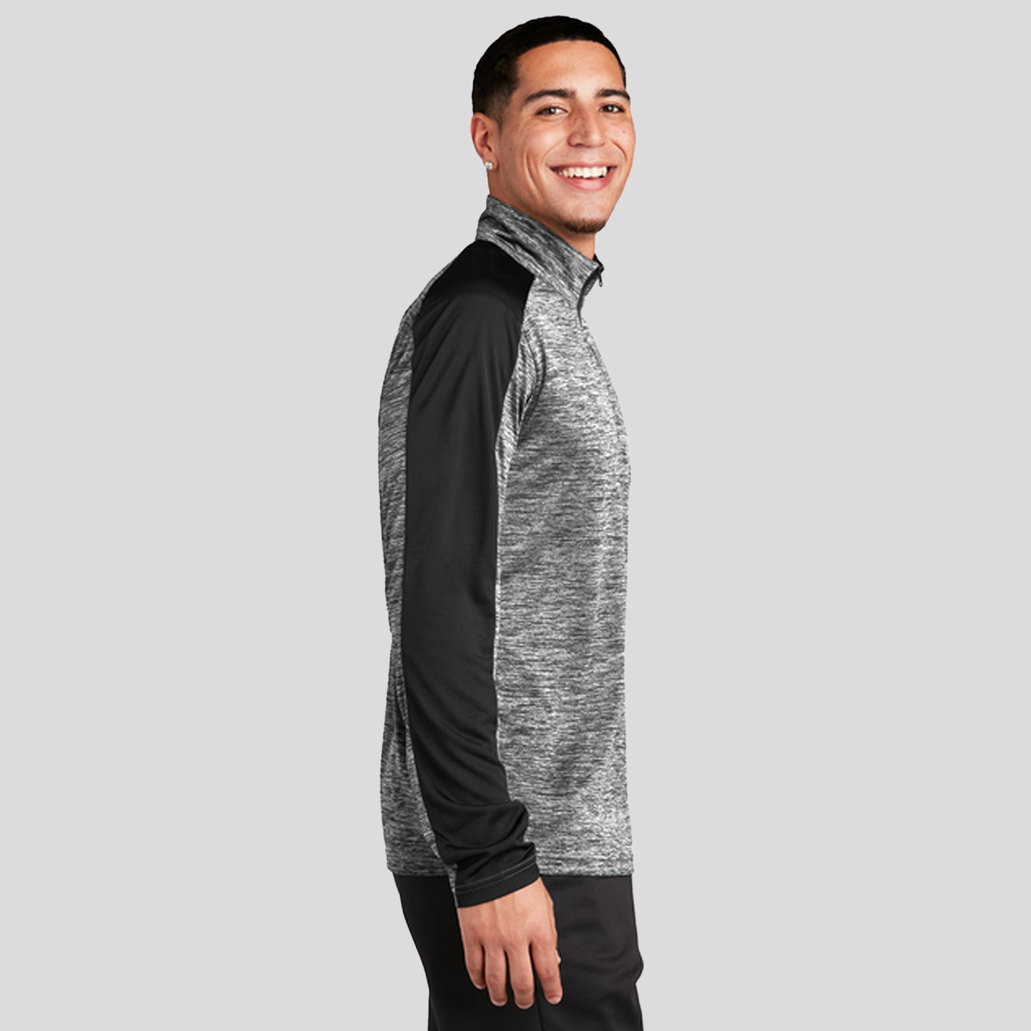 PosiCharge® Electric Heather Colorblock 1/4-Zip Pullover | Black Electric/Black