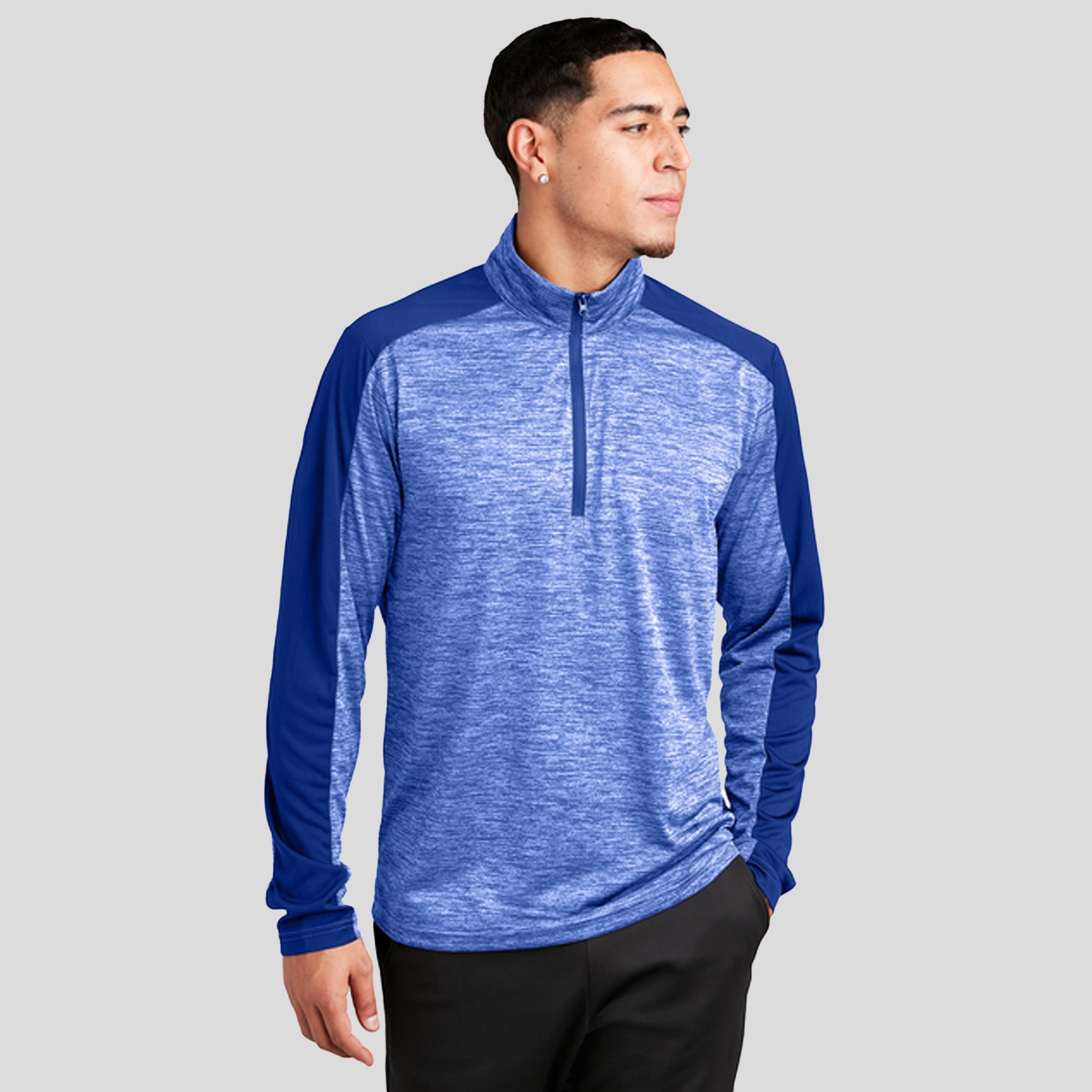 PosiCharge® Electric Heather Colorblock 1/4-Zip Pullover | True Royal Electric/True Royal