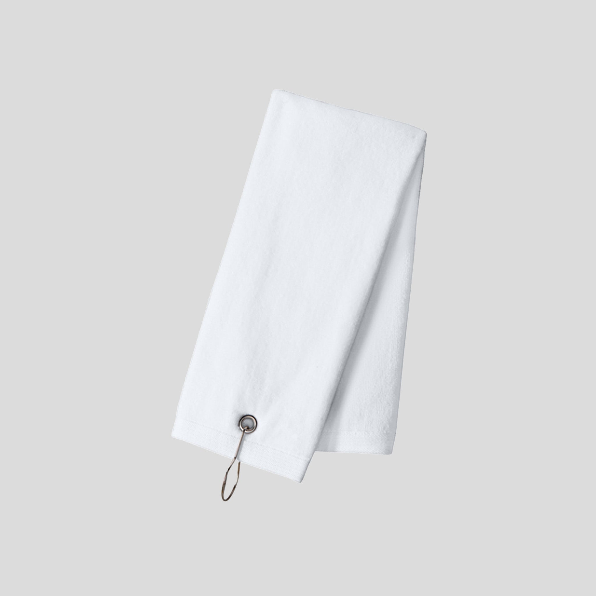 Grommeted Tri-Fold Golf Towel | White