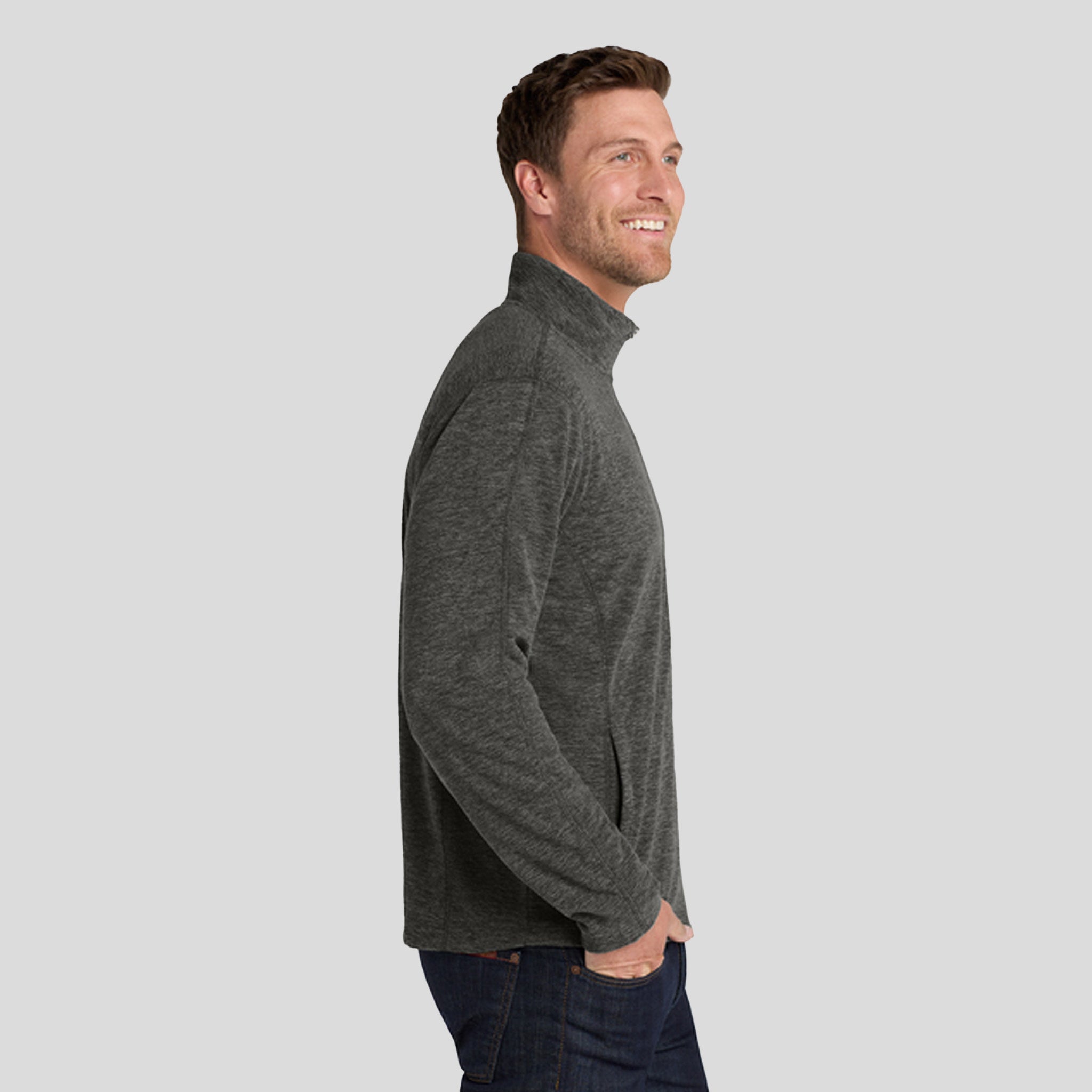Heather Microfleece Full-Zip Jacket | Black Charcoal Heather