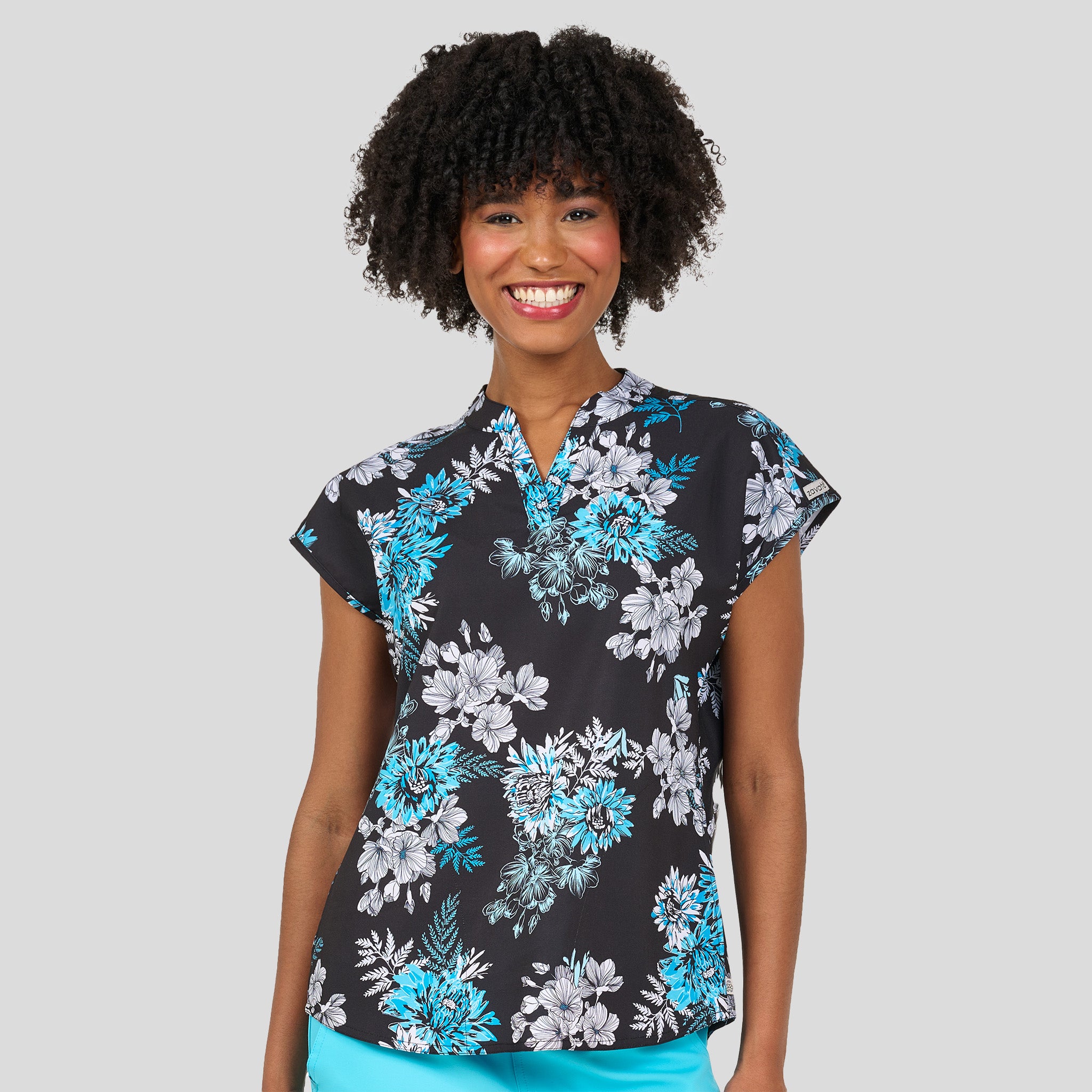 Diana Print Top | Blooming Turq