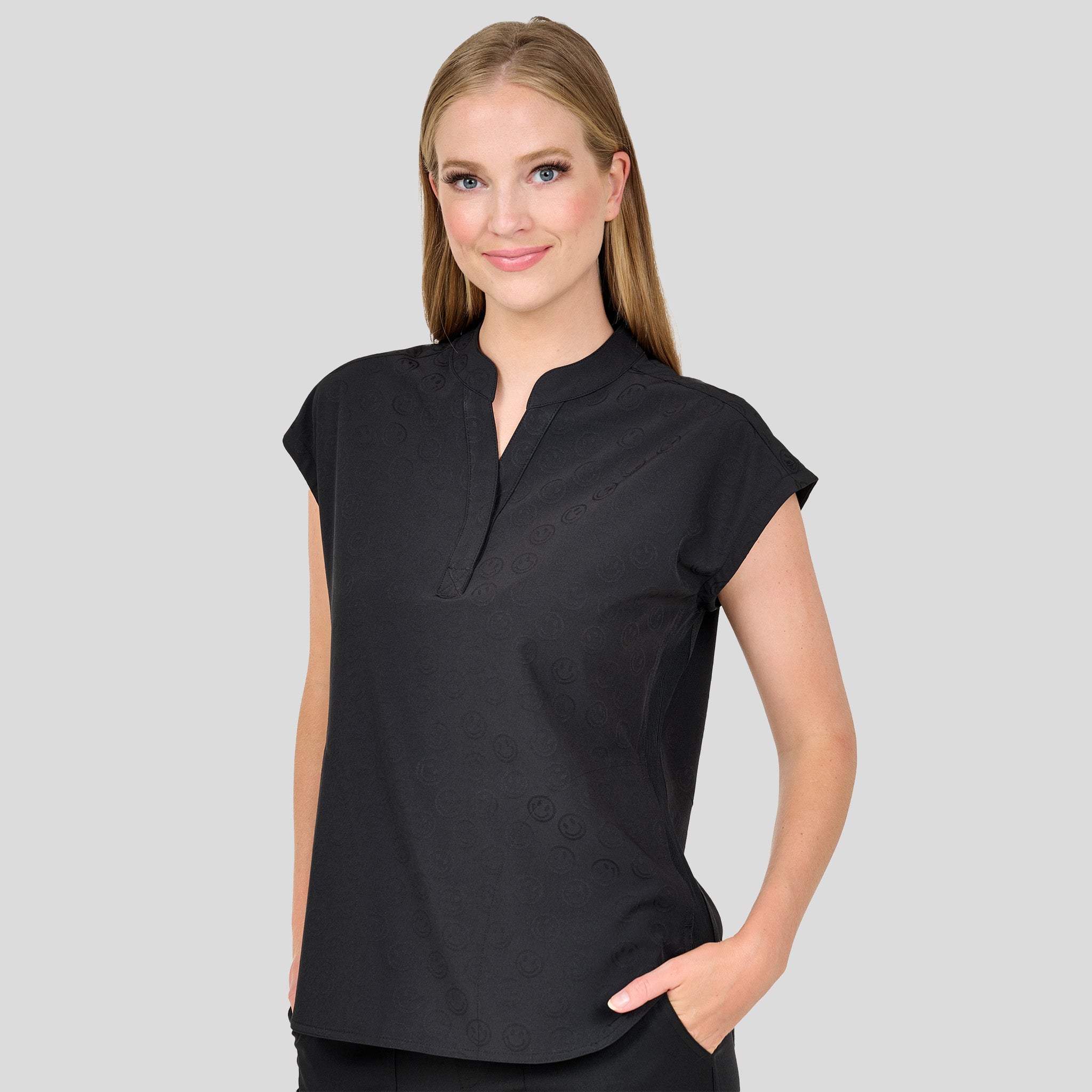 Piper Tuck In Top | Black Smile Jacquard